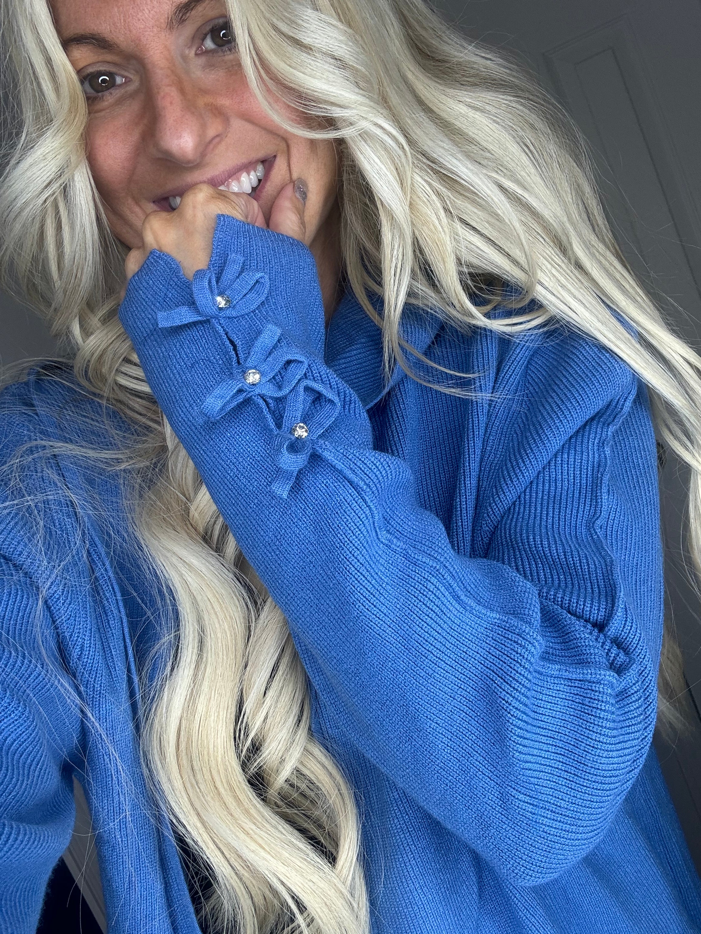 Sweet Trinity Blue Sparkle Details Cardigan